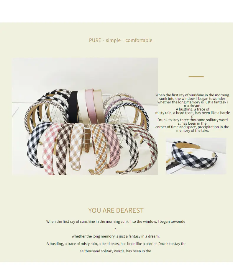 Vintage Plaid Hair Hoop Women's Korean Light Version — feature 5