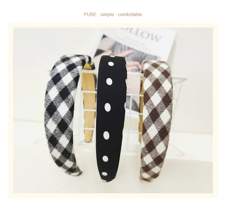 Vintage Plaid Hair Hoop Women's Korean Light Version — feature 8