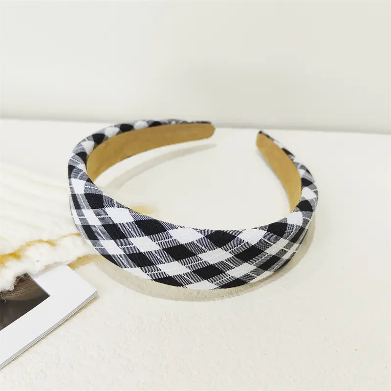 Vintage Plaid Hair Hoop Women's Korean Light Version - Image 5