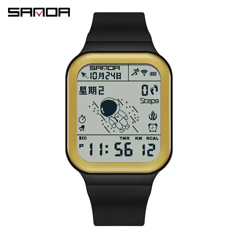Sanda Waterproof Sports Calorie Pedometer Watch for Men Women - Image 3