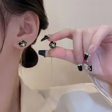 Black Camellia Pearl Tassel Earrings 2022 New Fashion — feature 7