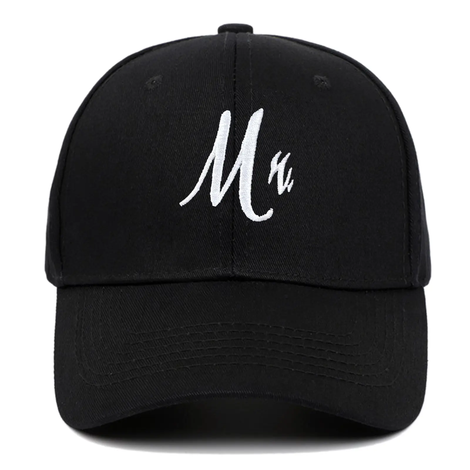 Blue Embroidered Mr & Mrs Cap for Couples Sun Protection - Image 2