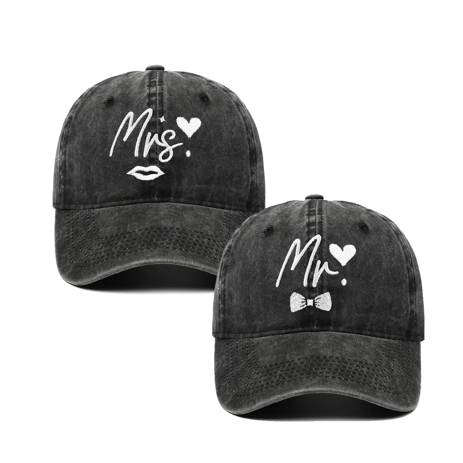 Blue Embroidered Mr & Mrs Cap for Couples Sun Protection - Image 10