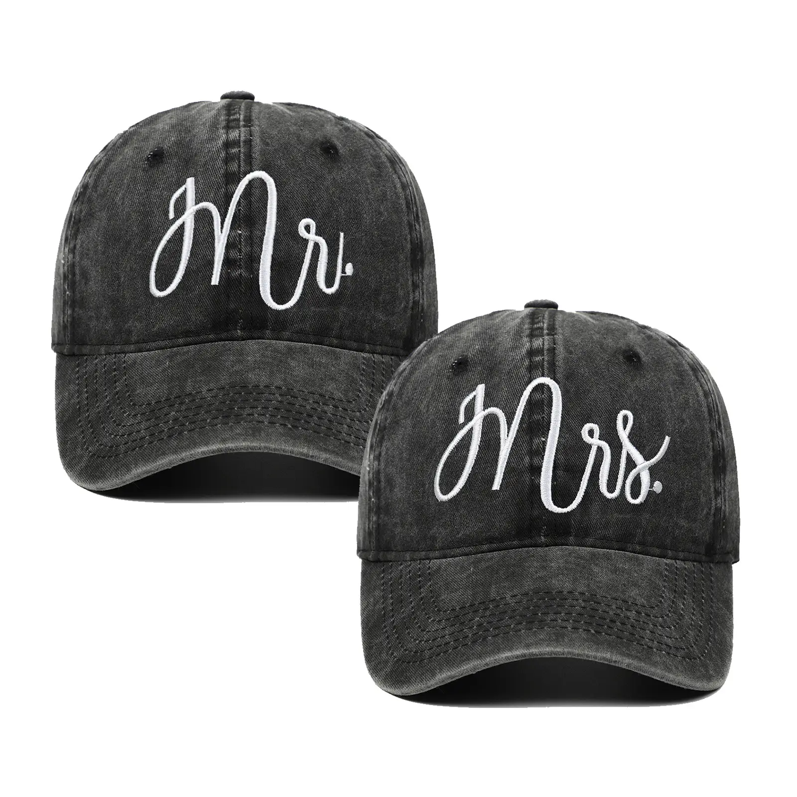 Blue Embroidered Mr & Mrs Cap for Couples Sun Protection - Image 11