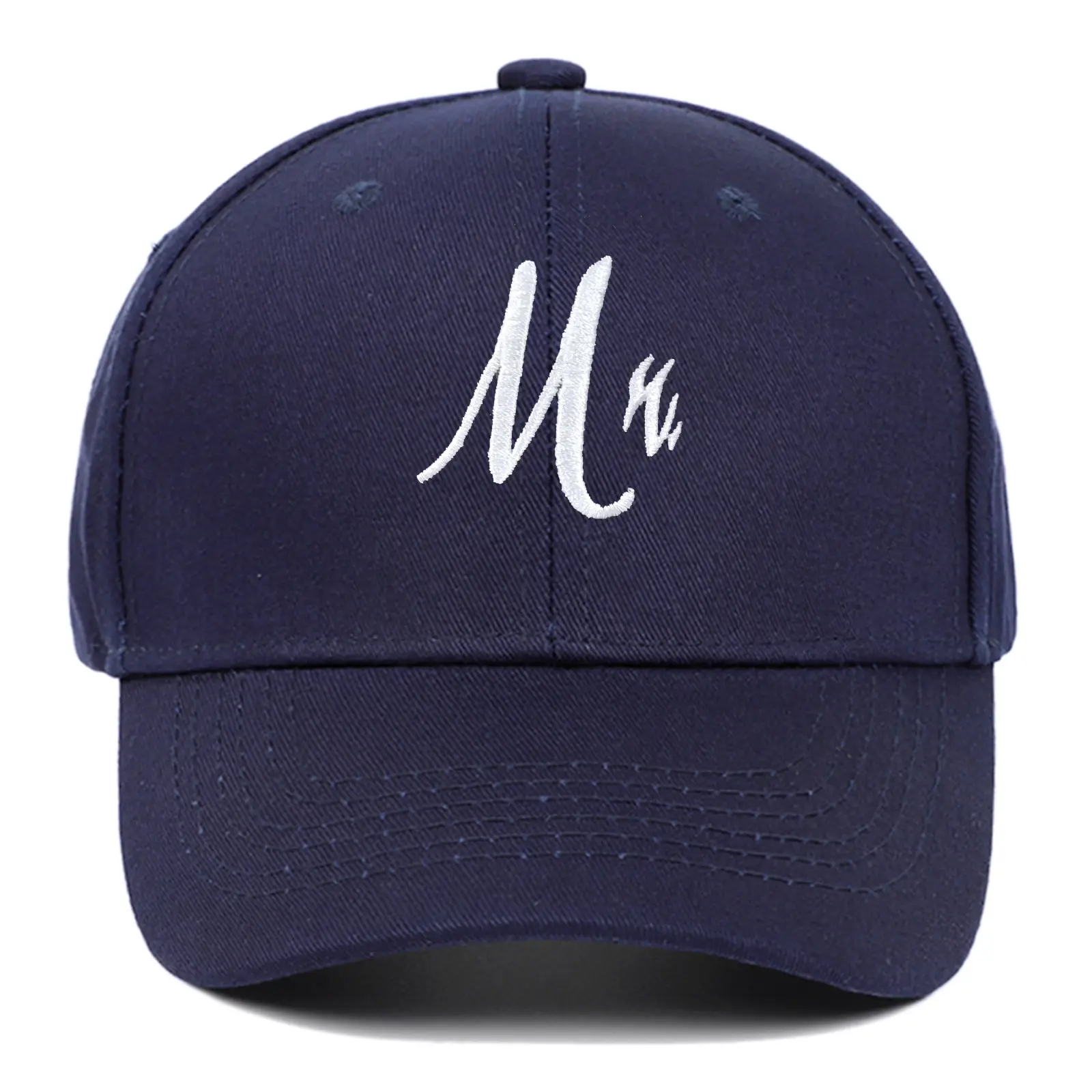 Blue Embroidered Mr & Mrs Cap for Couples Sun Protection - Image 6