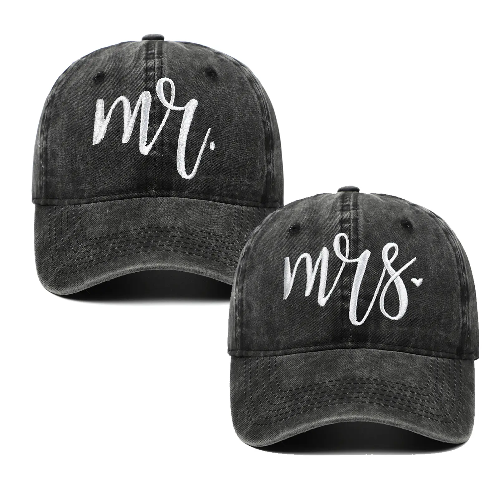 Blue Embroidered Mr & Mrs Cap for Couples Sun Protection - Image 9