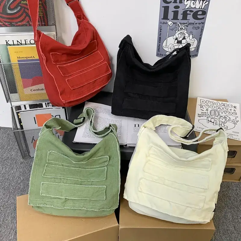 Japanese-style Washed Canvas Bag for College Students - Image 7