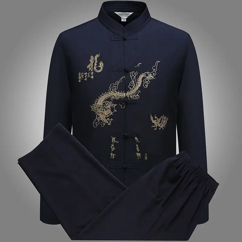Hanfu Embroidered Long Sleeve Shirt for Men - Image 4