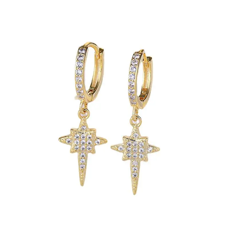 S925 Silver Star Diamond Ear Buckle Earrings for Women