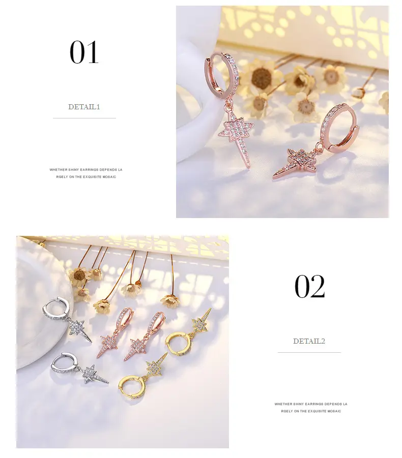 S925 Silver Star Diamond Ear Buckle Earrings for Women — feature 21