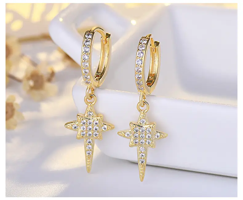 S925 Silver Star Diamond Ear Buckle Earrings for Women — feature 26