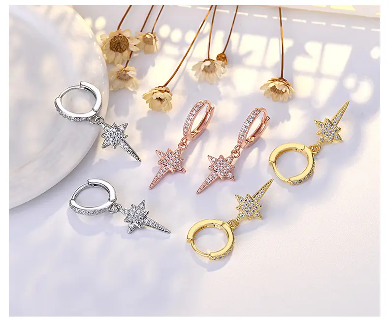 S925 Silver Star Diamond Ear Buckle Earrings for Women — feature 28