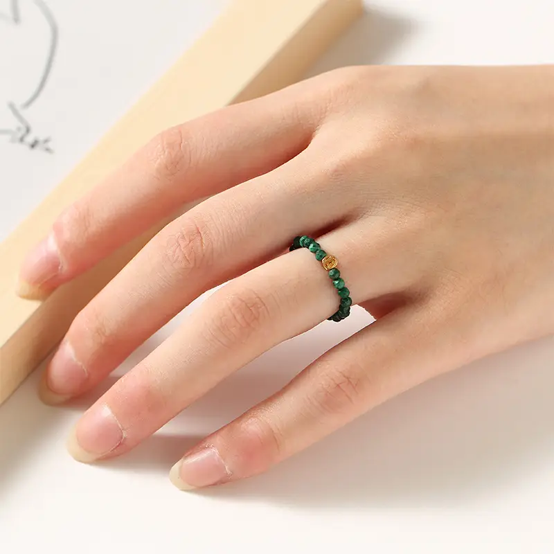 2mm Mini S925 Silver Natural Rainbow Tourmaline Ring Pearl Crystal Texture Blessing Good Luck - Image 3
