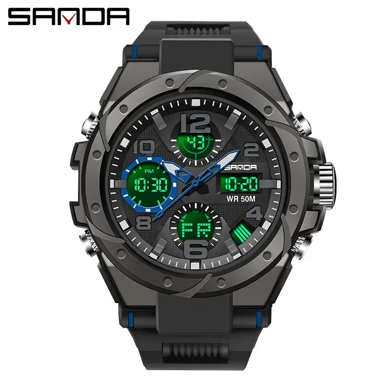 Sanda 6008 Sport Watch Green Digital Waterproof - Image 60