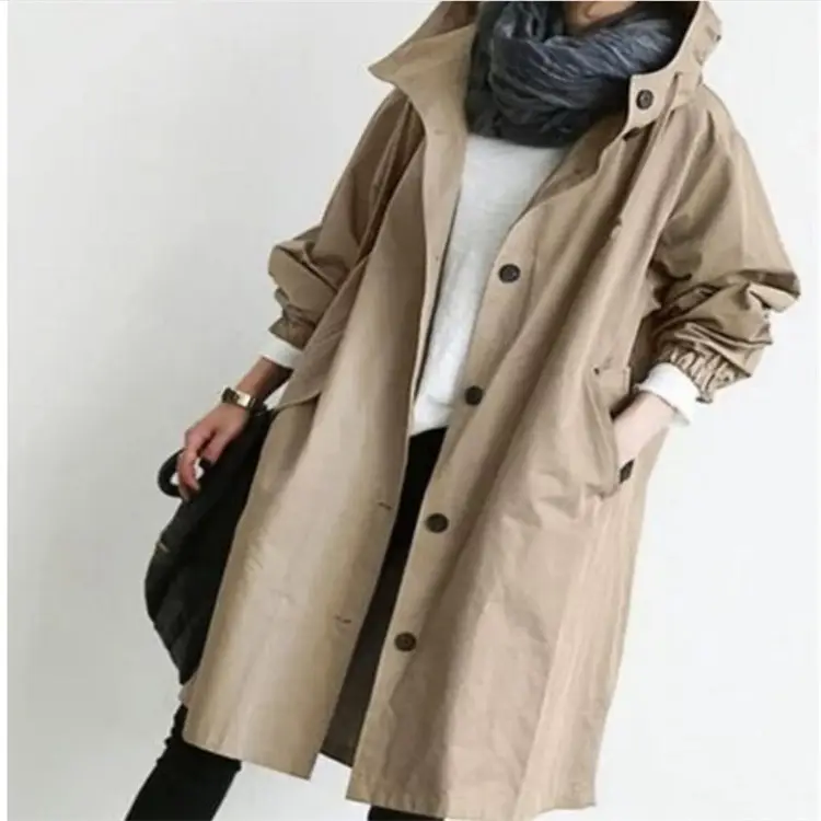 2023 Women's Green Windbreaker Mid-Length Casual Coat - Image 13