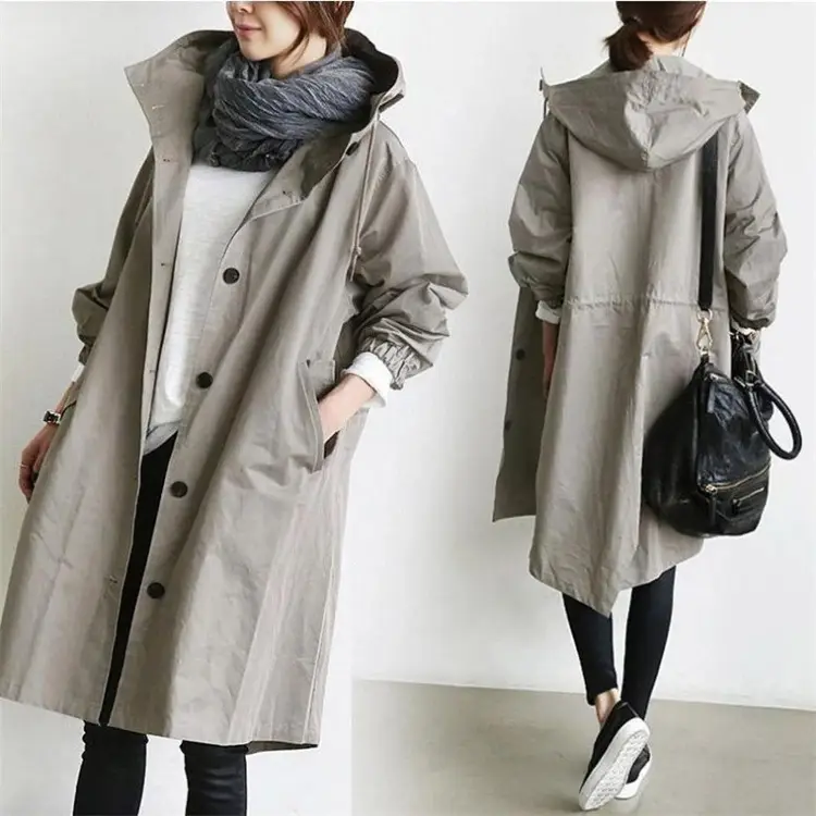 2023 Women's Green Windbreaker Mid-Length Casual Coat - Image 14