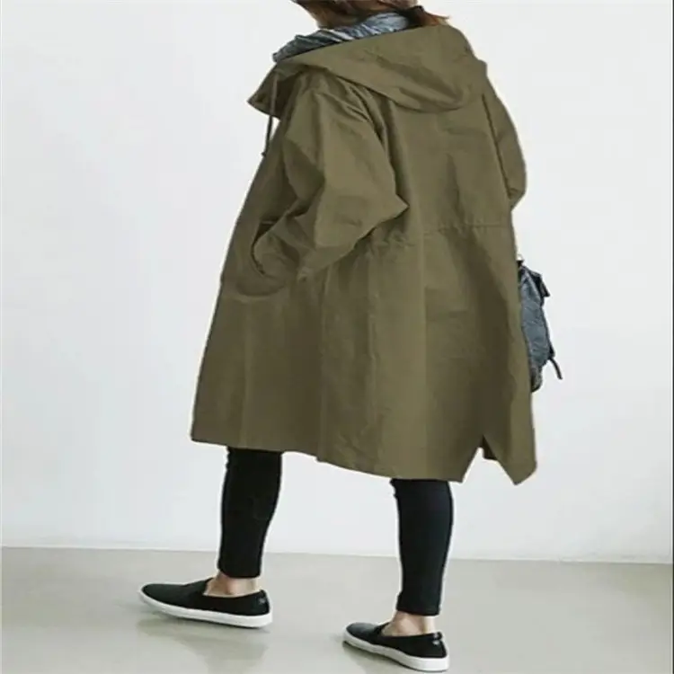 2023 Women's Green Windbreaker Mid-Length Casual Coat - Image 15