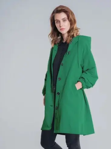 2023 Women's Green Windbreaker Mid-Length Casual Coat - Image 11