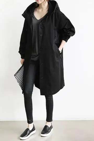2023 Women's Green Windbreaker Mid-Length Casual Coat - Image 4