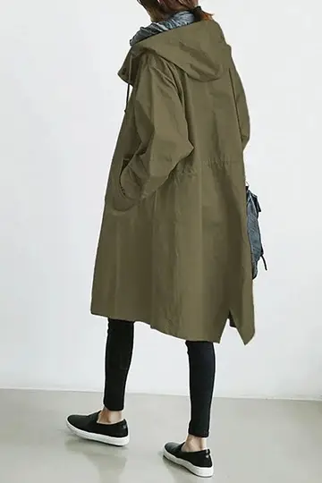 2023 Women's Green Windbreaker Mid-Length Casual Coat - Image 7