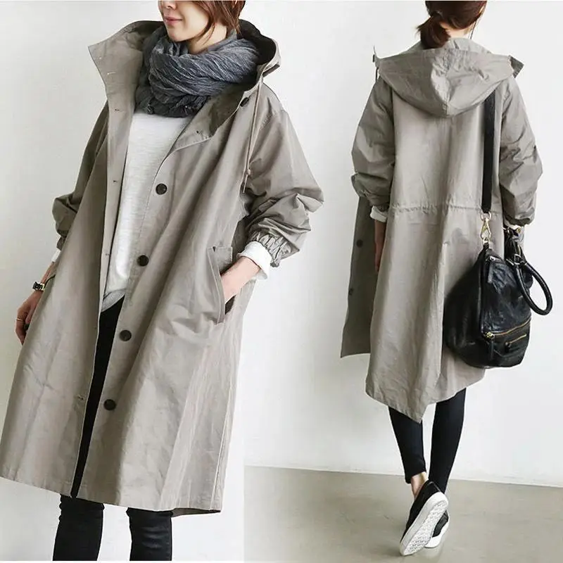 2023 Women's Green Windbreaker Mid-Length Casual Coat - Image 8