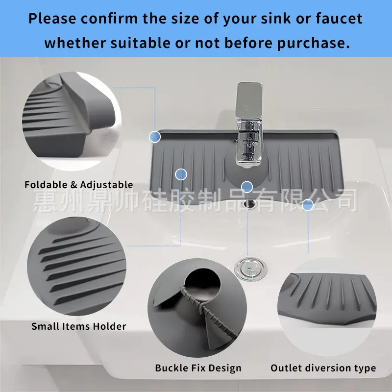 Adjustable Silicone Drain Tray for Faucet Sink Anti-Splash Water Block — feature 7