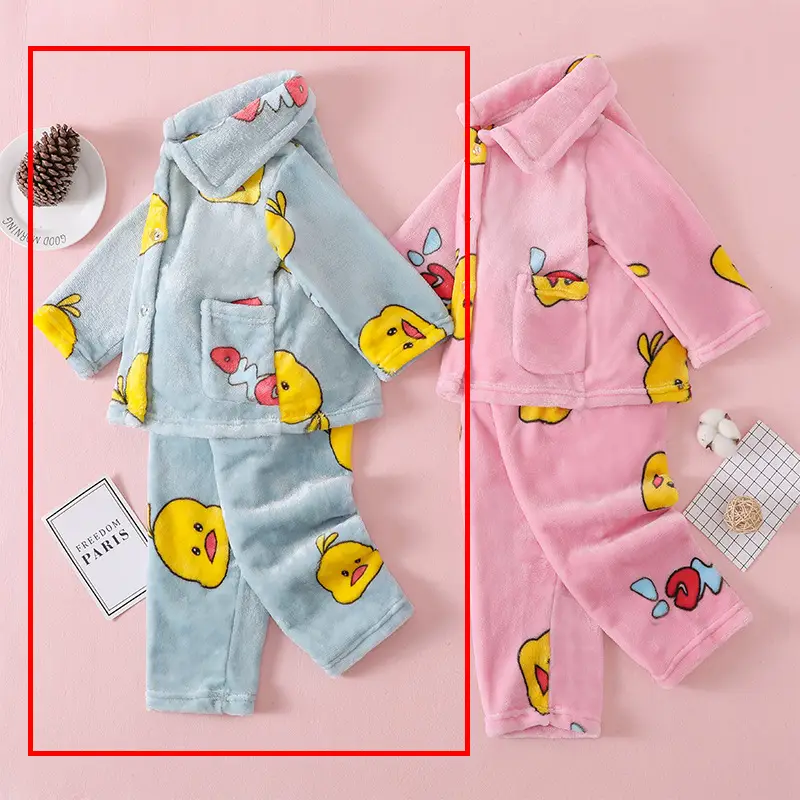 New Girls Coral Flannel Pajamas Set for Autumn Winter - Image 4