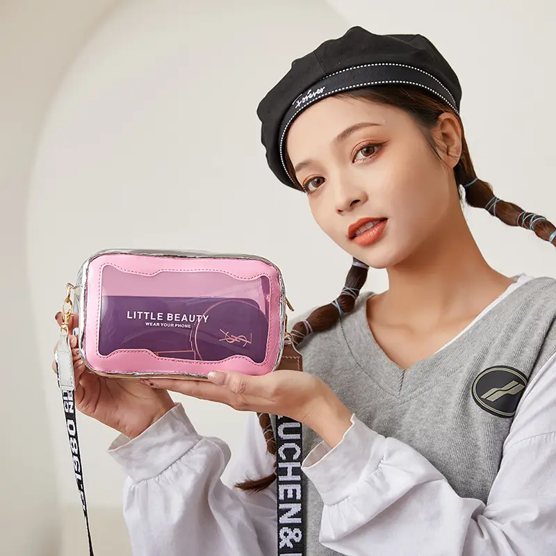 Transparent Pink Cosmetic Bag Women's 2022 New