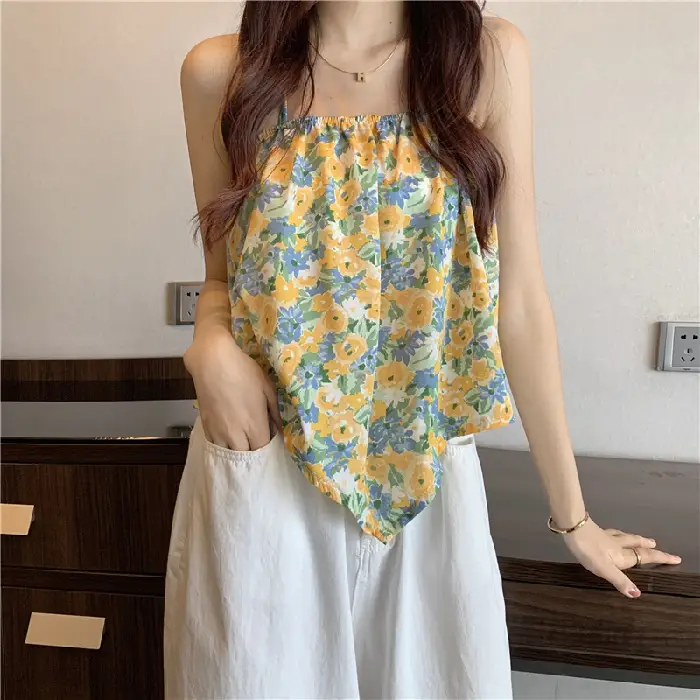 Women Floral Halterneck Camisole Summer Top 2025 - Image 2