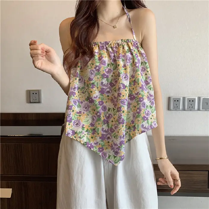 Women Floral Halterneck Camisole Summer Top 2025 - Image 3