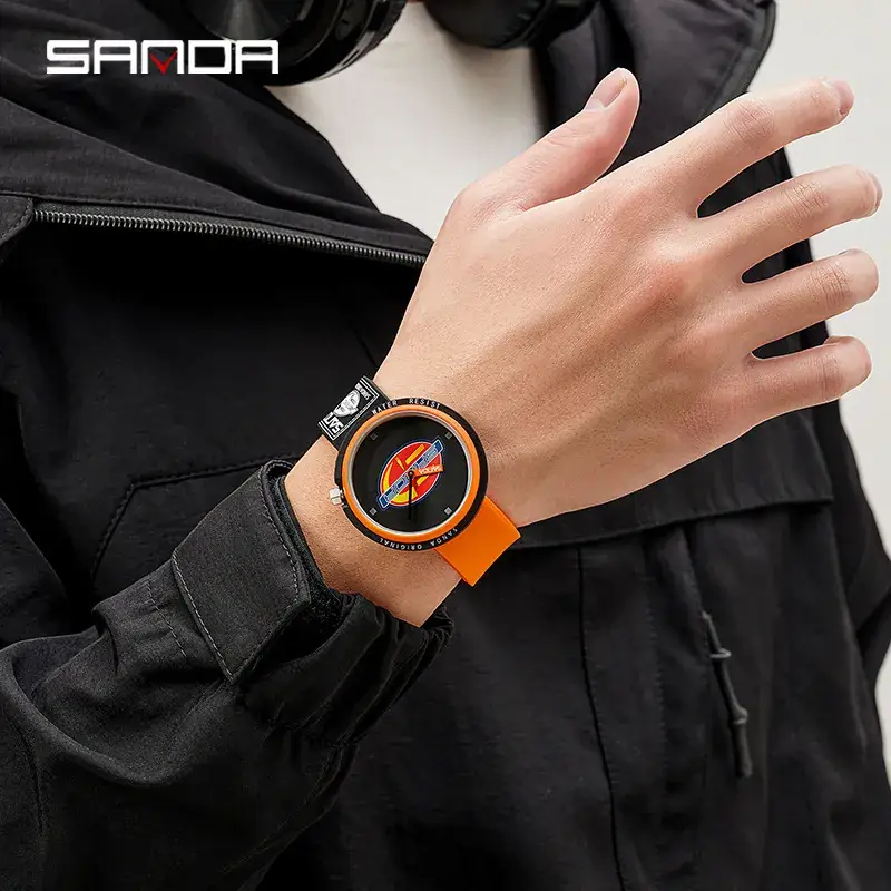 Sanda Red Silicone Student Watch for Men Women - Image 8
