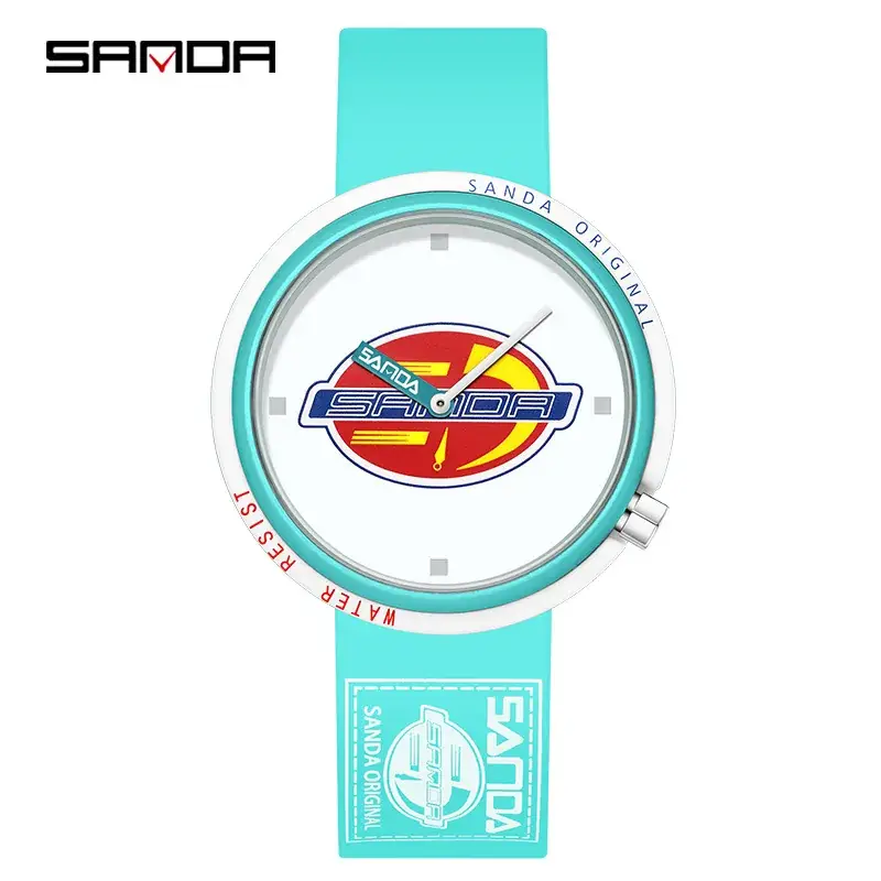 Sanda Red Silicone Student Watch for Men Women - Image 4