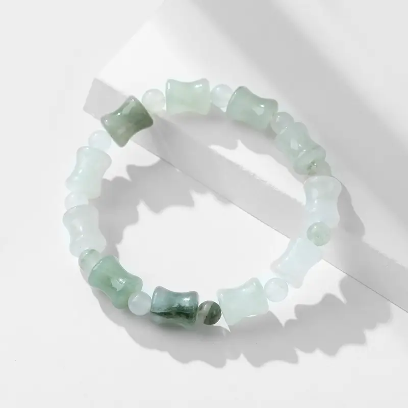 Vintage Tianshan Cui Natural Chalcedony Beaded Bracelet for Women - Image 5
