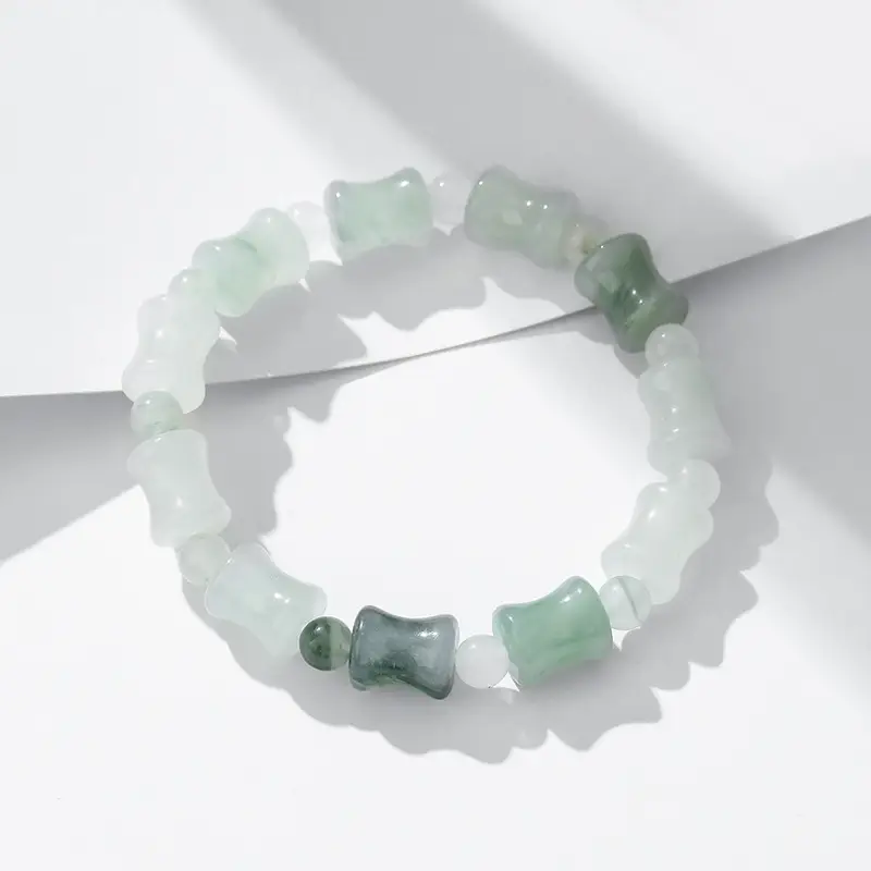 Vintage Tianshan Cui Natural Chalcedony Beaded Bracelet for Women - Image 6