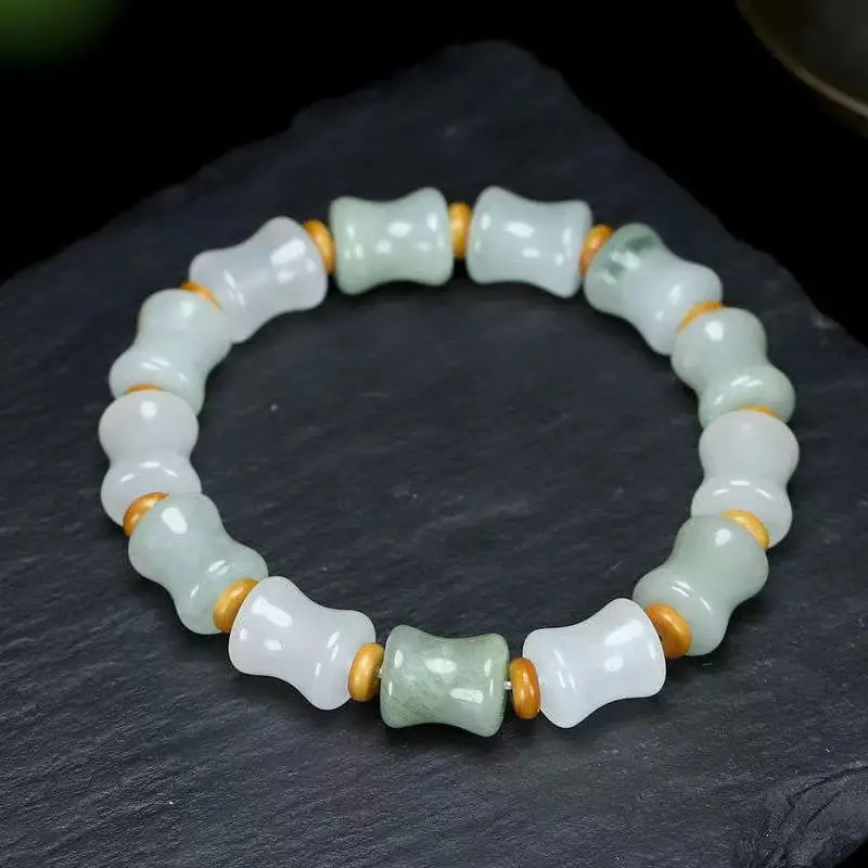 Vintage Tianshan Cui Natural Chalcedony Beaded Bracelet for Women - Image 2