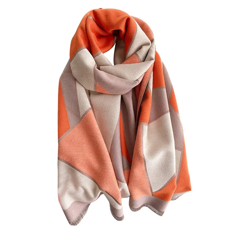 Women's Warm Neck Shawl Orange Beige Air Conditioner Cover - Image 26