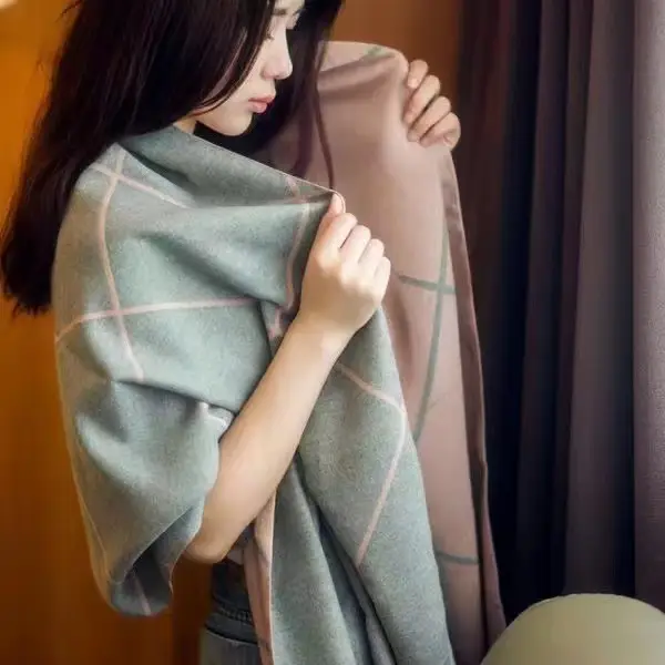 Women's Warm Neck Shawl Orange Beige Air Conditioner Cover - Image 10