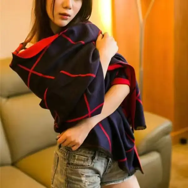 Women's Warm Neck Shawl Orange Beige Air Conditioner Cover - Image 14