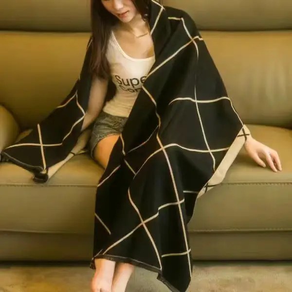 Women's Warm Neck Shawl Orange Beige Air Conditioner Cover - Image 15