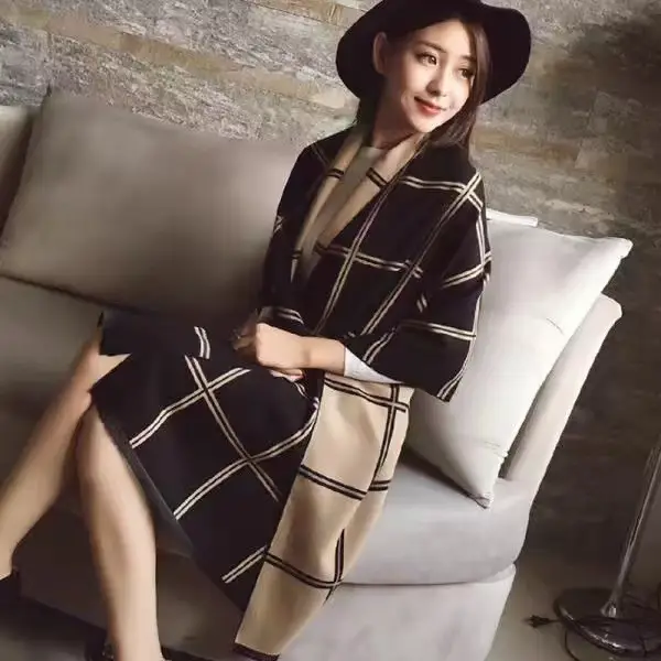 Women's Warm Neck Shawl Orange Beige Air Conditioner Cover - Image 16
