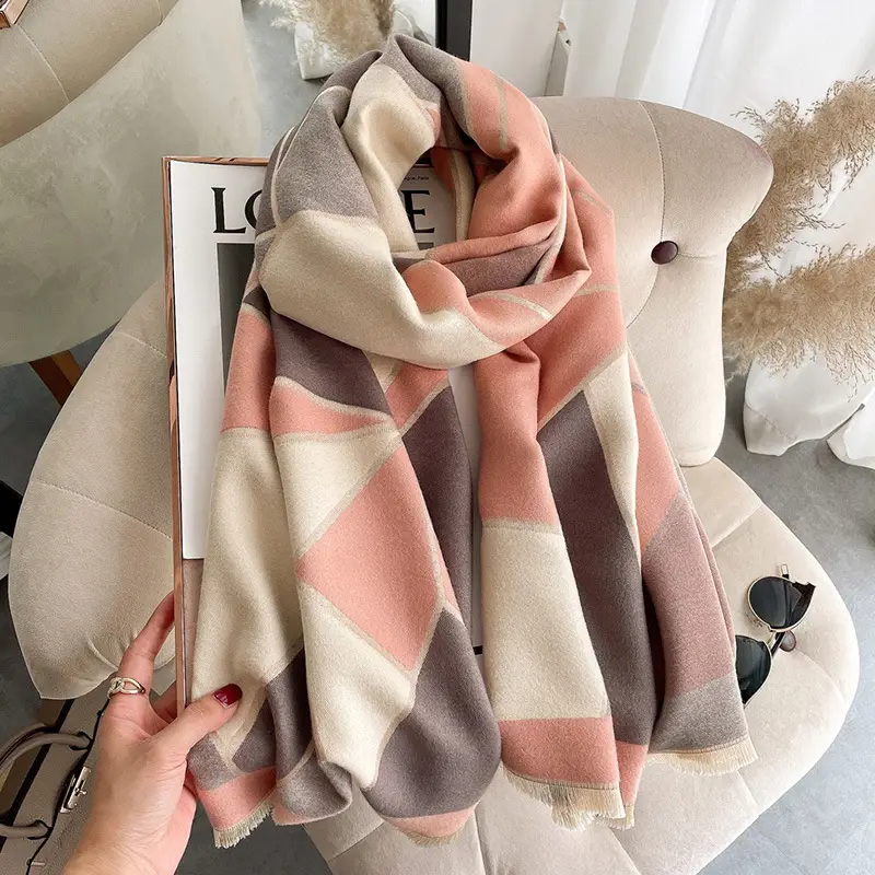 Women's Warm Neck Shawl Orange Beige Air Conditioner Cover - Image 2