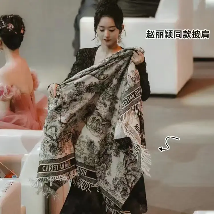 Women's Warm Neck Shawl Orange Beige Air Conditioner Cover - Image 20