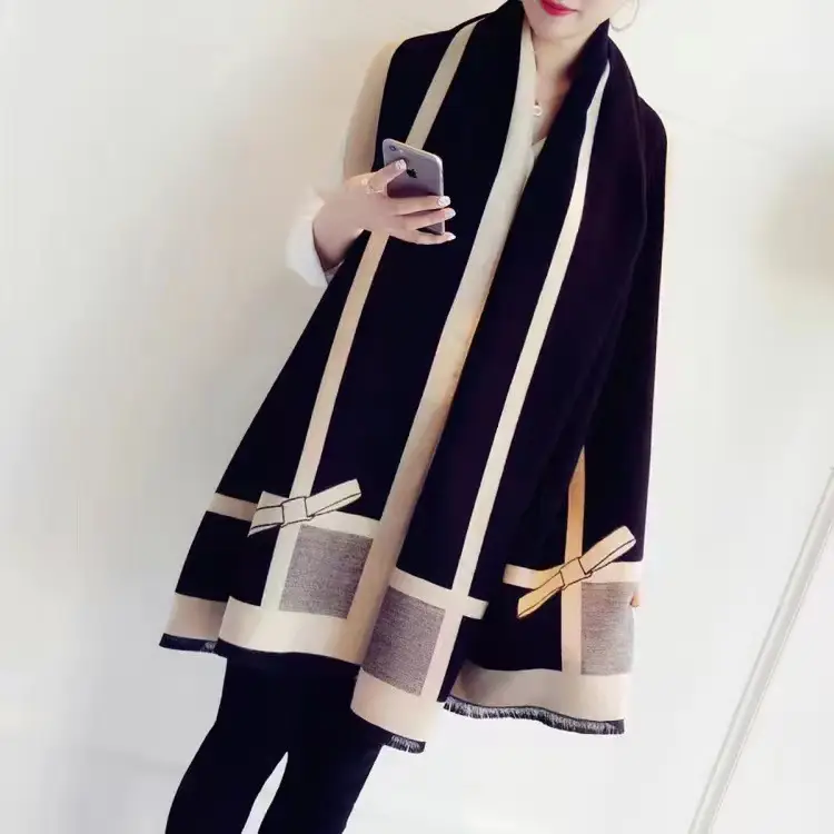 Women's Warm Neck Shawl Orange Beige Air Conditioner Cover - Image 21