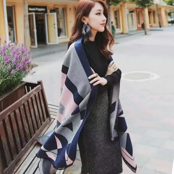 Women's Warm Neck Shawl Orange Beige Air Conditioner Cover - Image 5