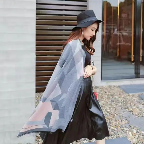 Women's Warm Neck Shawl Orange Beige Air Conditioner Cover - Image 8