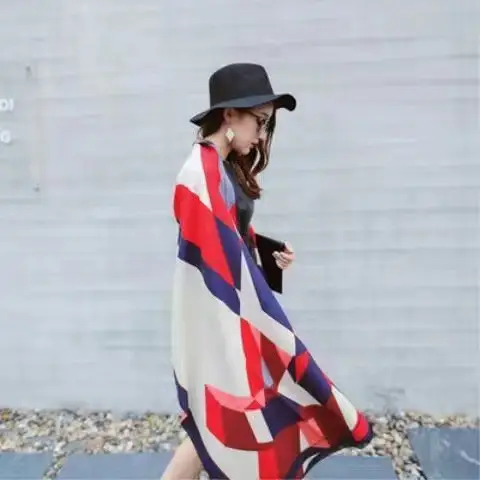 Women's Warm Neck Shawl Orange Beige Air Conditioner Cover - Image 9