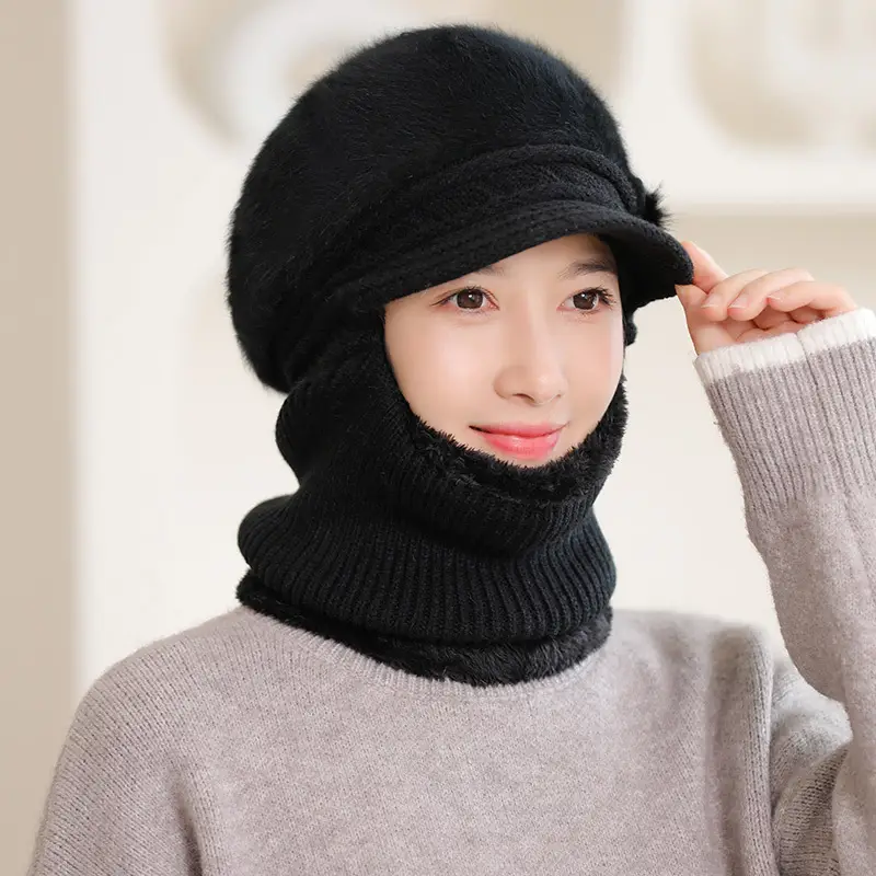 Fleece Lined Warm Neck Warmer with Duck Cap for Women - Image 9