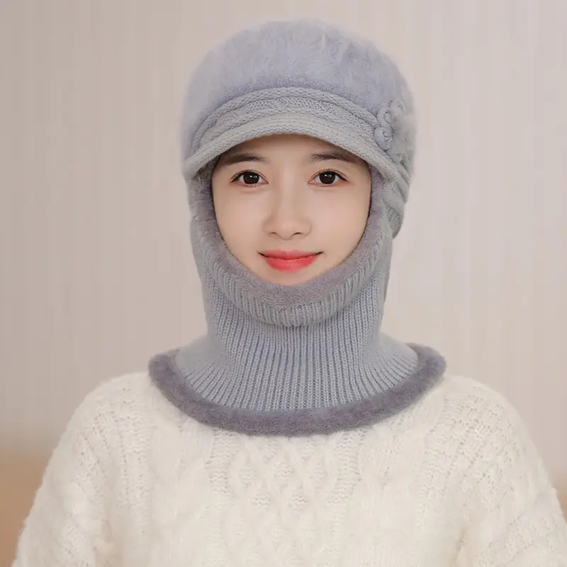 Fleece Lined Warm Neck Warmer with Duck Cap for Women - Image 3