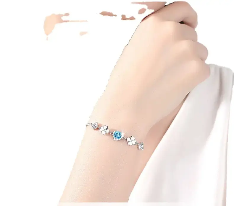 Silver Ocean Heart Bracelet for Women with Blue Stone - Image 6