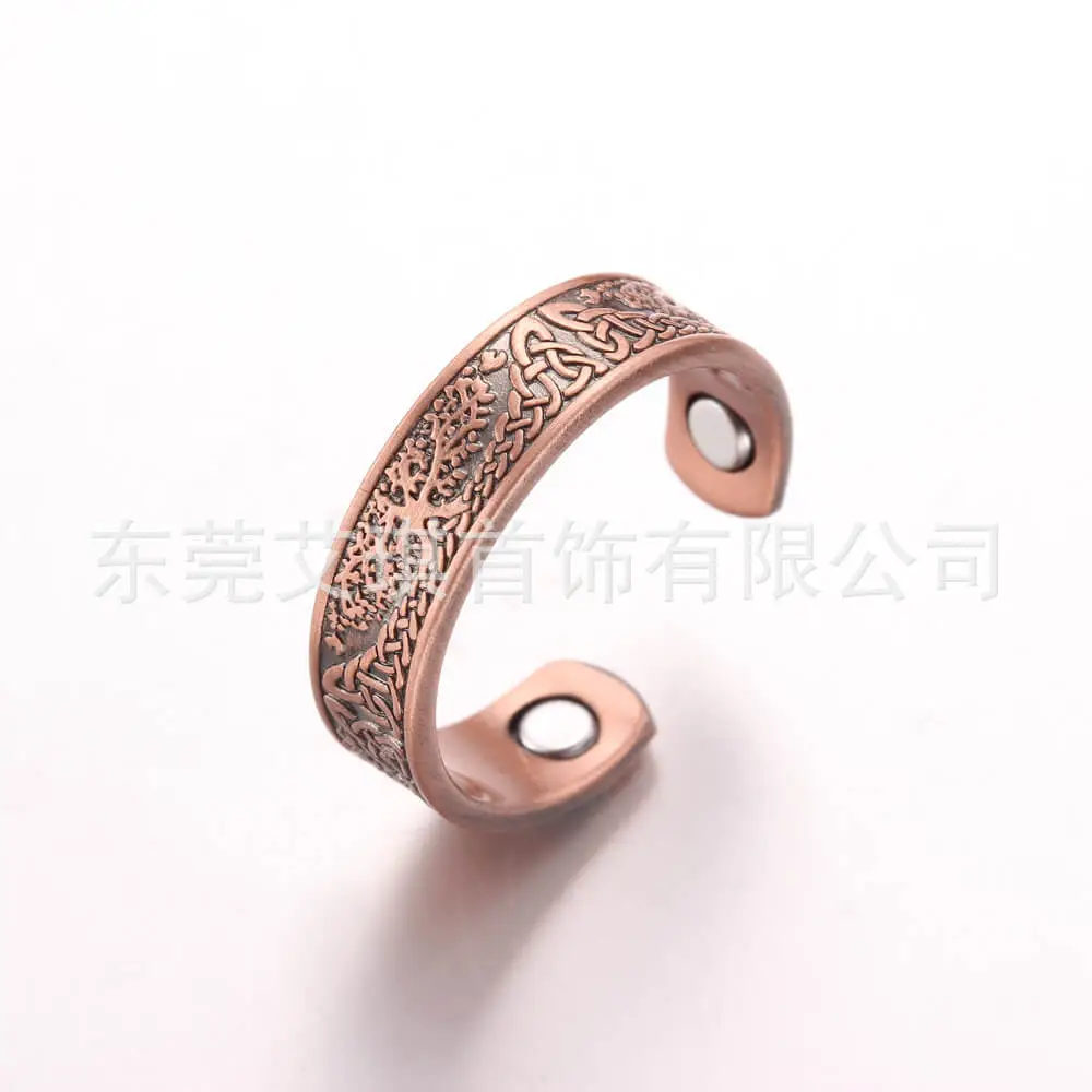 Red Copper Viking Tree of Life Adjustable Ring - Image 5